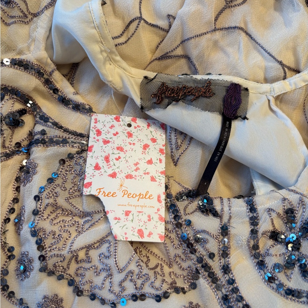 Free People My Beloved Georgette Sequined Mini Dress - Picture 7 of 10